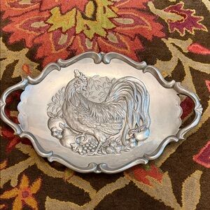 Lenox Vintage Silver Rooster Serving Tray used